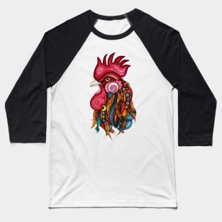 Tribal Rooster Design Baseball T-Shirt